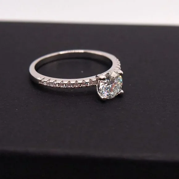 Stunning Petite GRA Certified 1.00Ctw Moissanite Diamond Ring - Picture 7 of 12